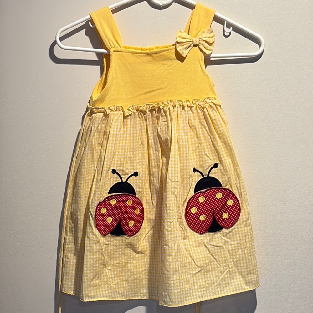 George Yellow Gingham Ladybug Dress